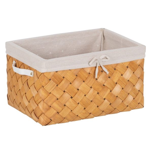 Basket set Natural Wood Fabric 39,5 x 30 x 24 cm (3 Units) For Discount