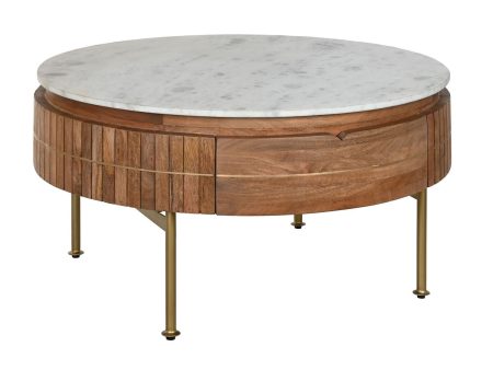 Centre Table DKD Home Decor Marble Mango wood (85 x 85 x 45 cm) For Cheap