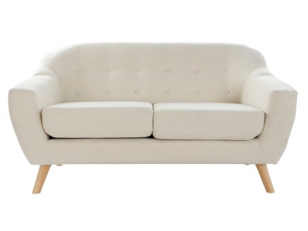 2-Seater Sofa DKD Home Decor Cream Natural Rubber wood Plastic Modern Scandi 146 x 84 x 82 cm Online Sale