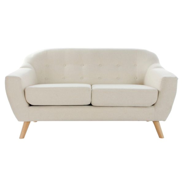 2-Seater Sofa DKD Home Decor Cream Natural Rubber wood Plastic Modern Scandi 146 x 84 x 82 cm Online Sale