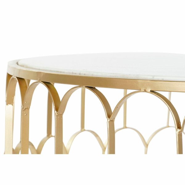 Centre Table DKD Home Decor Glamour White Multicolour Golden Marble Iron 87 x 87 x 51,5 cm on Sale