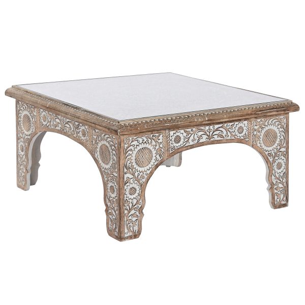 Centre Table DKD Home Decor 81 x 81 x 45 cm Crystal Aluminium Mango wood For Sale