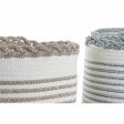 Basket set DKD Home Decor White Brown Black Grey Stripes Boho 30 x 30 x 30 cm Plastic 2 Pieces (2 Units) (4 pcs) Online now