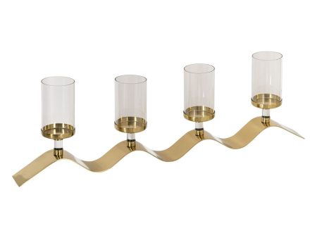 Candleholder Golden Stainless steel Crystal 83 x 9 x 25 cm Online now