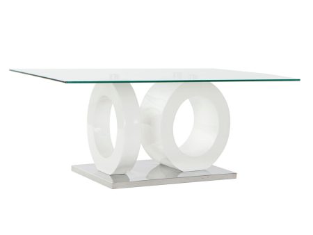 Centre Table DKD Home Decor White Transparent Wood Crystal MDF Wood 110 x 60 x 45 cm For Cheap