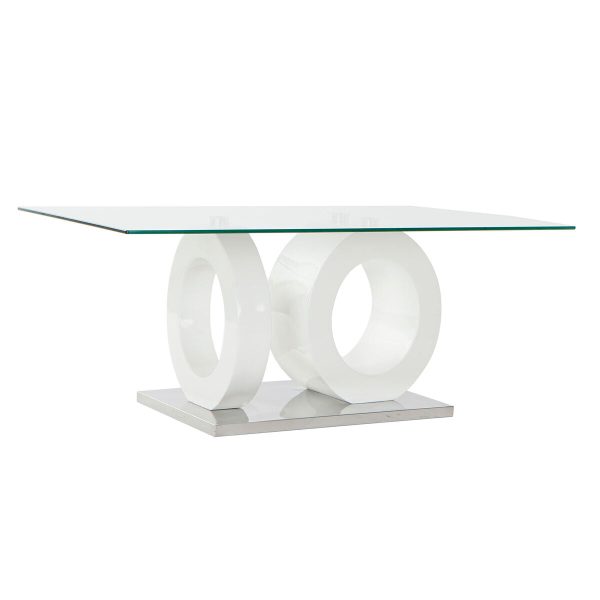 Centre Table DKD Home Decor White Transparent Wood Crystal MDF Wood 110 x 60 x 45 cm For Cheap