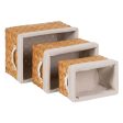 Basket set Natural Wood Fabric 39,5 x 30 x 24 cm (3 Units) For Discount