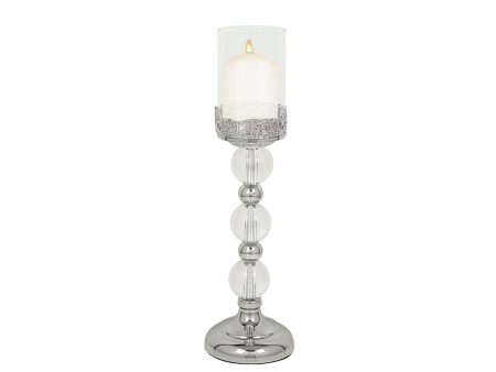 Candleholder Romimex Silver Metal Glass 12 x 40 x 12 cm Wineglass Sale