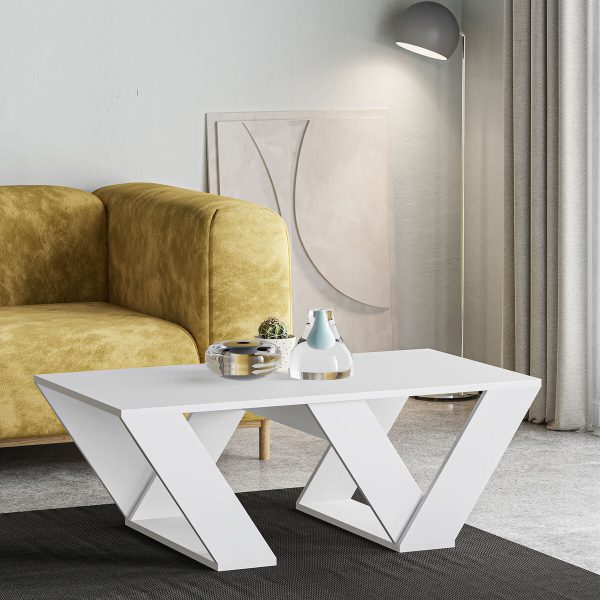 Centre Table Alexandra House Living Diagonal White Wood MDP 110 x 40 x 60 cm Online Hot Sale