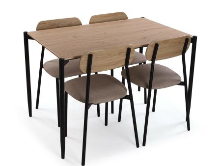 Table set with 4 chairs Versa PVC Metal MDF Wood 70 x 75 x 110 cm Sale