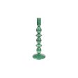 Candleholder Romimex Green Glass 9 x 27 x 9 cm Discount