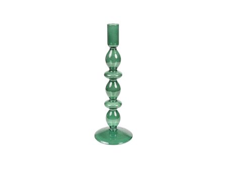 Candleholder Romimex Green Glass 9 x 27 x 9 cm Discount