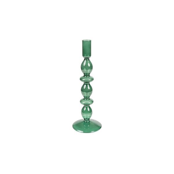 Candleholder Romimex Green Glass 9 x 27 x 9 cm Discount