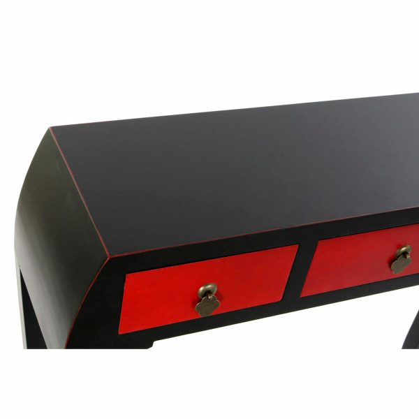 Console DKD Home Decor Fir Red Black MDF Oriental (96 x 27 x 80 cm) For Discount