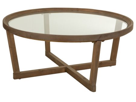 Centre Table Alexandra House Living Brown Iron Fir wood Tempered glass 100 x 43 x 100 cm For Sale