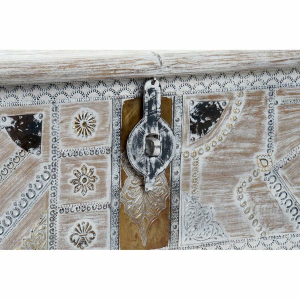 Chest DKD Home Decor 8424001858361 Paolownia wood White Brass Mango wood 146 x 40 x 45 cm Online Hot Sale