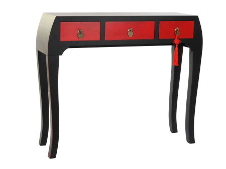 Console DKD Home Decor Fir Red Black MDF Oriental (96 x 27 x 80 cm) For Discount