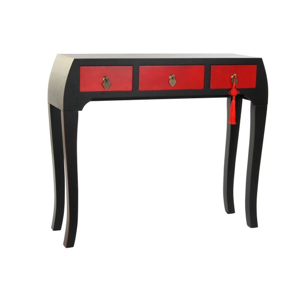 Console DKD Home Decor Fir Red Black MDF Oriental (96 x 27 x 80 cm) For Discount