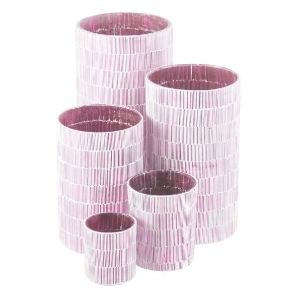 Candleholder Pink Crystal Cement 10 x 10 x 13 cm Sale