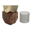 Candleholder DKD Home Decor Brown Golden Aluminium Crystal Mango wood 10 x 10 x 51,5 cm Online Hot Sale