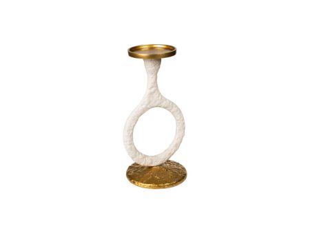 Candleholder Romimex White Gold Aluminium 14 x 25 x 13 cm Circle Online Sale