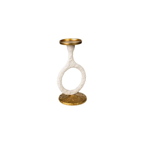 Candleholder Romimex White Gold Aluminium 14 x 25 x 13 cm Circle Online Sale