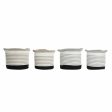 Basket set DKD Home Decor White Brown Black Grey Stripes Boho 30 x 30 x 30 cm Plastic 2 Pieces (2 Units) (4 pcs) Online now