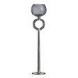 Candleholder 13 x 13 x 56 cm Crystal Grey Metal Silver Online Hot Sale