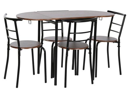 Table set with 4 chairs DKD Home Decor Brown Black Metal MDF Wood 121 x 55 x 78 cm For Sale