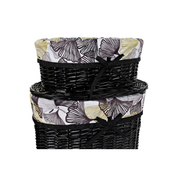 Basket set DKD Home Decor Black Multicolour wicker 51 x 37 x 56 cm 5 Pieces Hot on Sale