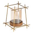 Candleholder Brown Golden Wood Crystal Steel 20 x 20 x 23 cm Hot on Sale