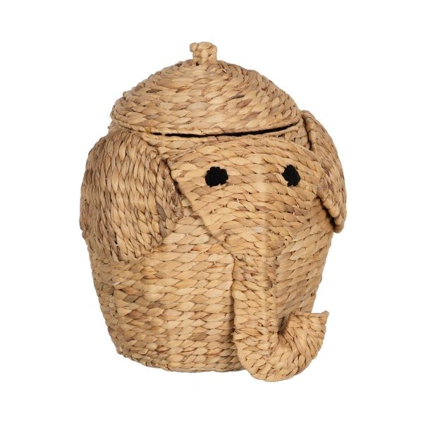 Basket Elephant Black Beige Natural Fibre 38 x 38 x 42 cm Supply