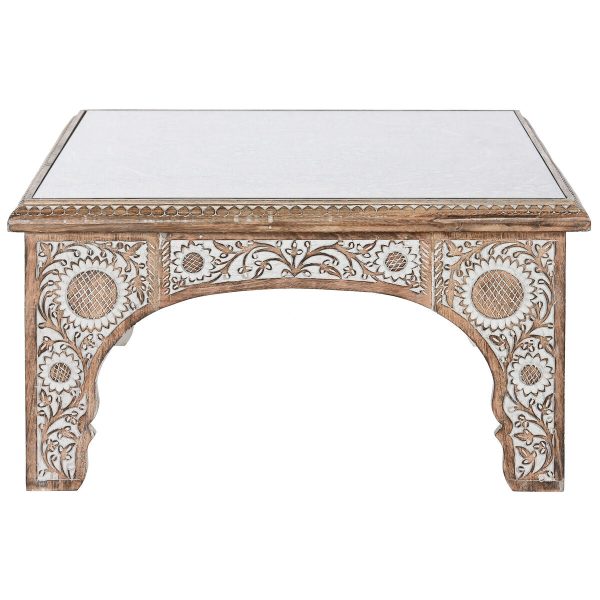 Centre Table DKD Home Decor 81 x 81 x 45 cm Crystal Aluminium Mango wood For Sale