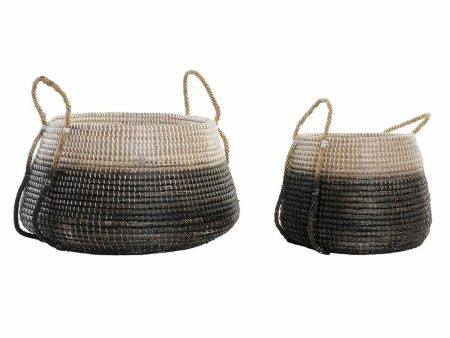 Basket set DKD Home Decor Natural Grey Seagrass (52 x 52 x 44 cm) (2 pcs) Fashion