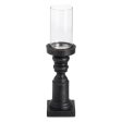 Candleholder Black Wood Crystal 12 x 12 x 47 cm Online now