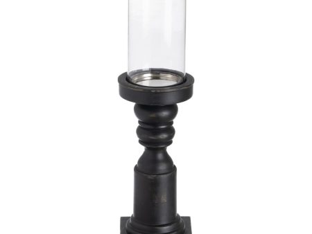 Candleholder Black Wood Crystal 12 x 12 x 47 cm Online now