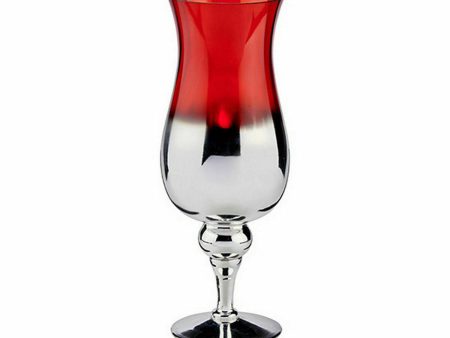 Candleholder Crystal Red Silver 13 x 35 x 13 cm (6 Units) Online Sale