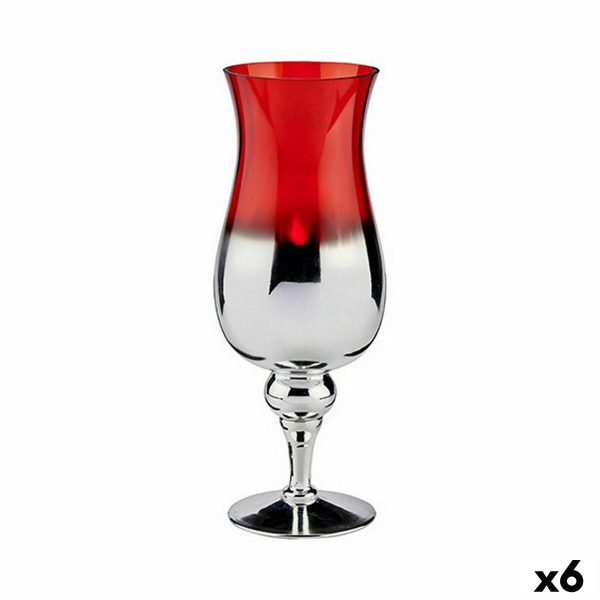 Candleholder Crystal Red Silver 13 x 35 x 13 cm (6 Units) Online Sale