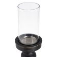 Candleholder Black Wood Crystal 12 x 12 x 55 cm Cheap