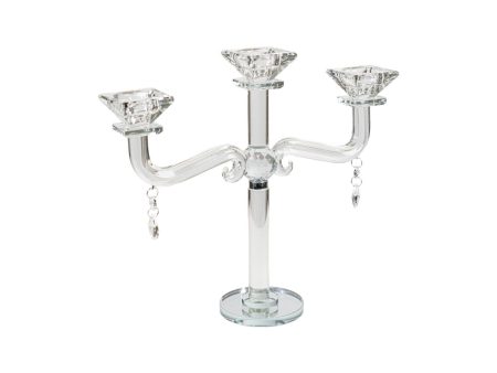 Candle Holder Romimex Transparent Glass 27 x 28 x 9 cm Discount