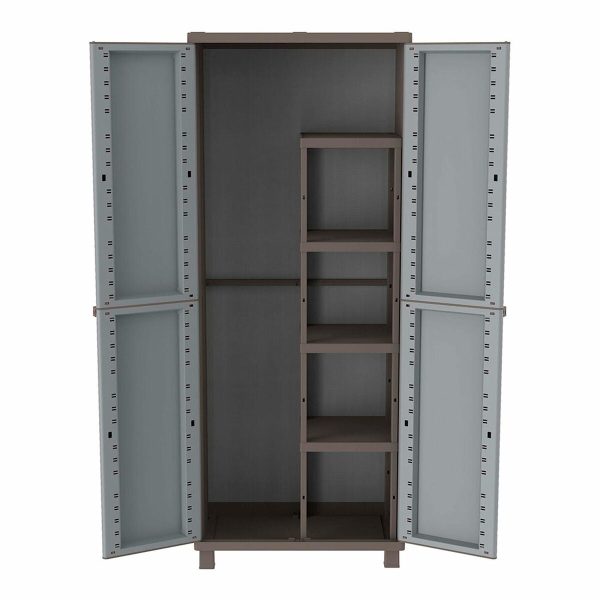 Broom cupboard Terry Jrattan 368 Grey 68 x 37,5 x 170 cm Plastic 4 Shelves Online Hot Sale