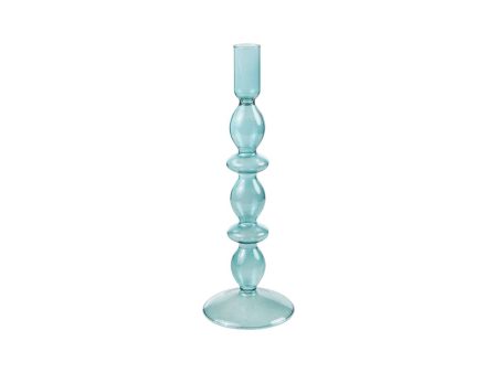 Candleholder Romimex Blue Glass 9 x 27 x 9 cm Online Sale