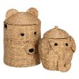 Basket Elephant Black Beige Natural Fibre 38 x 38 x 42 cm Supply