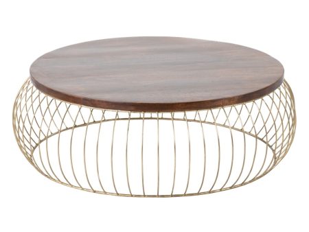 Centre Table Golden Natural 103 x 103 x 33 cm For Discount