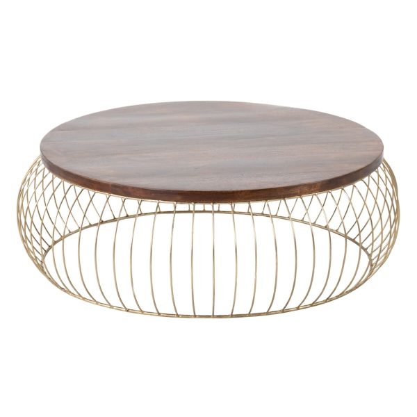 Centre Table Golden Natural 103 x 103 x 33 cm For Discount