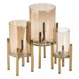 Candleholder Golden Crystal Steel 15 x 15 x 29 cm Supply