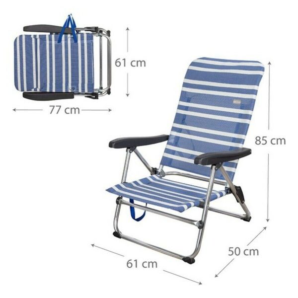 Beach Chair Aktive Blue White Aluminium (61 x 50 x 85 cm) (Refurbished B) Cheap