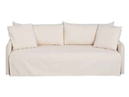 Sofabed 200 x 94 x 86 cm Synthetic Fabric Cream For Sale