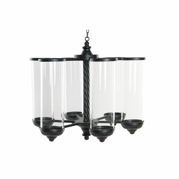 Candleholder DKD Home Decor Black Metal Crystal (53 x 53 x 52 cm) Discount