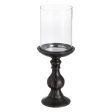 Candleholder Black Wood Crystal 18 x 18 x 47 cm For Sale